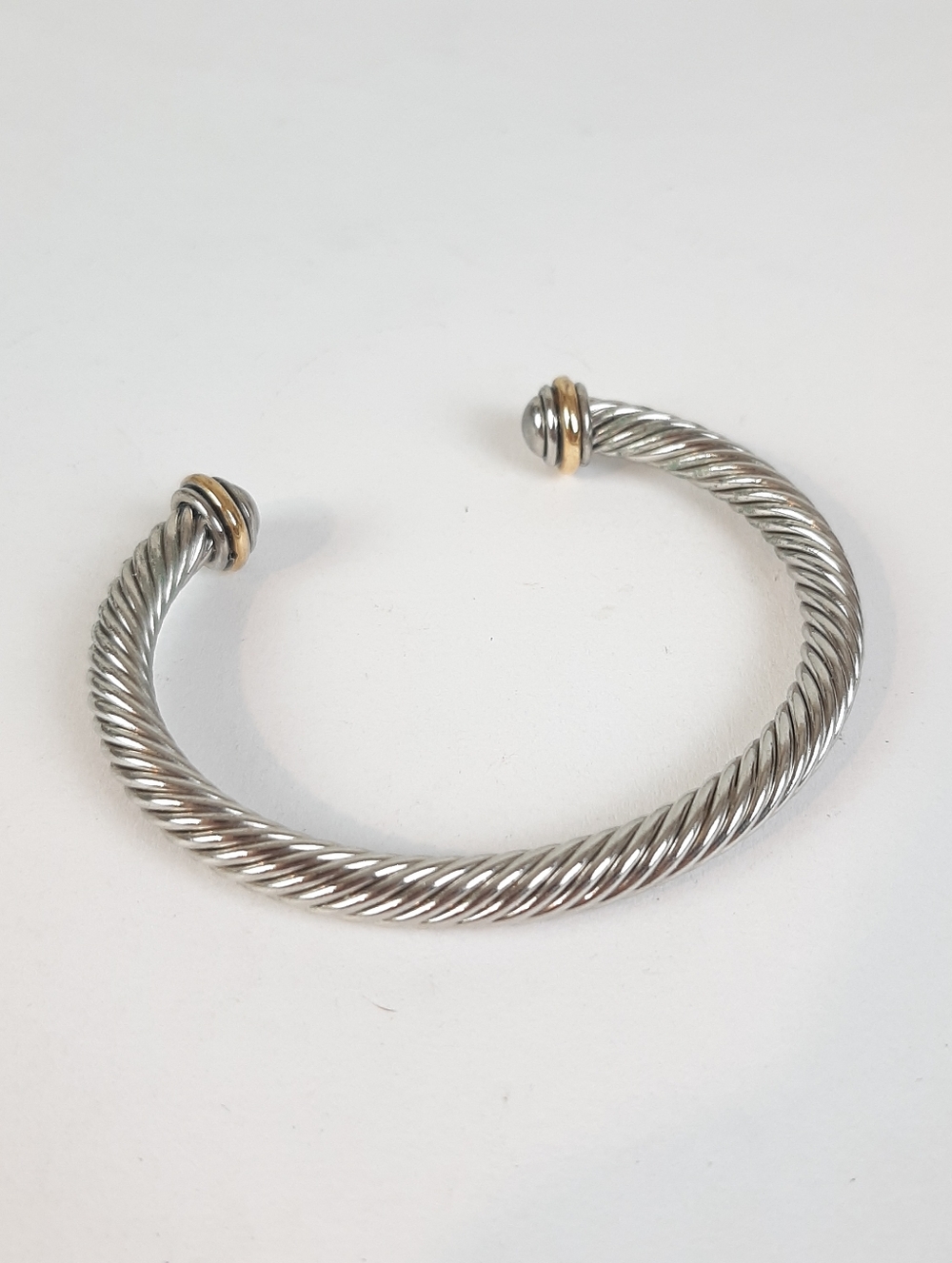 Silver and gold tone twist cuff bracelet - Picture 2 of 5